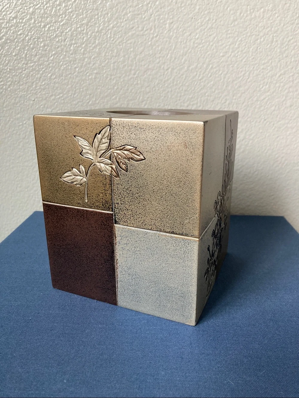 Croscill Home tissue Box cover Lancaster Leaf Motif Metallic Hand Painted